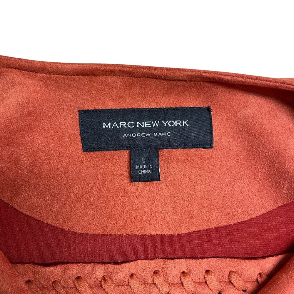 MARC NEW YORK JACKET FAUX SUEDE LEATHER 3/4 SLEEVE SIZE L STRETCH CLASSIC ORANGE - Picture 4 of 11